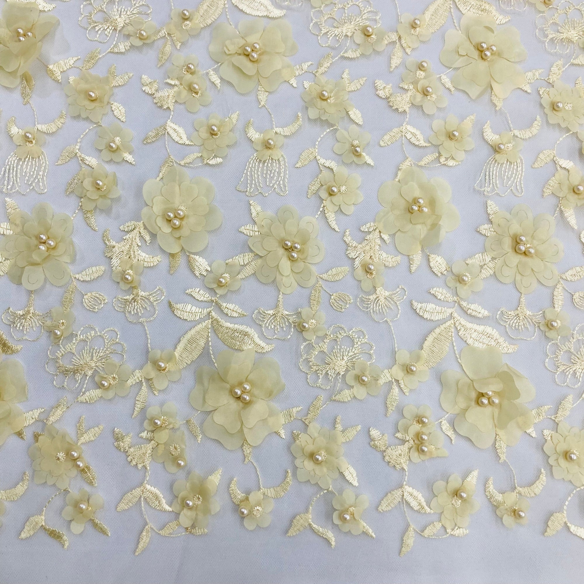 Beaded 3D Floral Lace Fabric – For Bridal, Quinceañera & Dance Dresses | Lace USA - GD-241