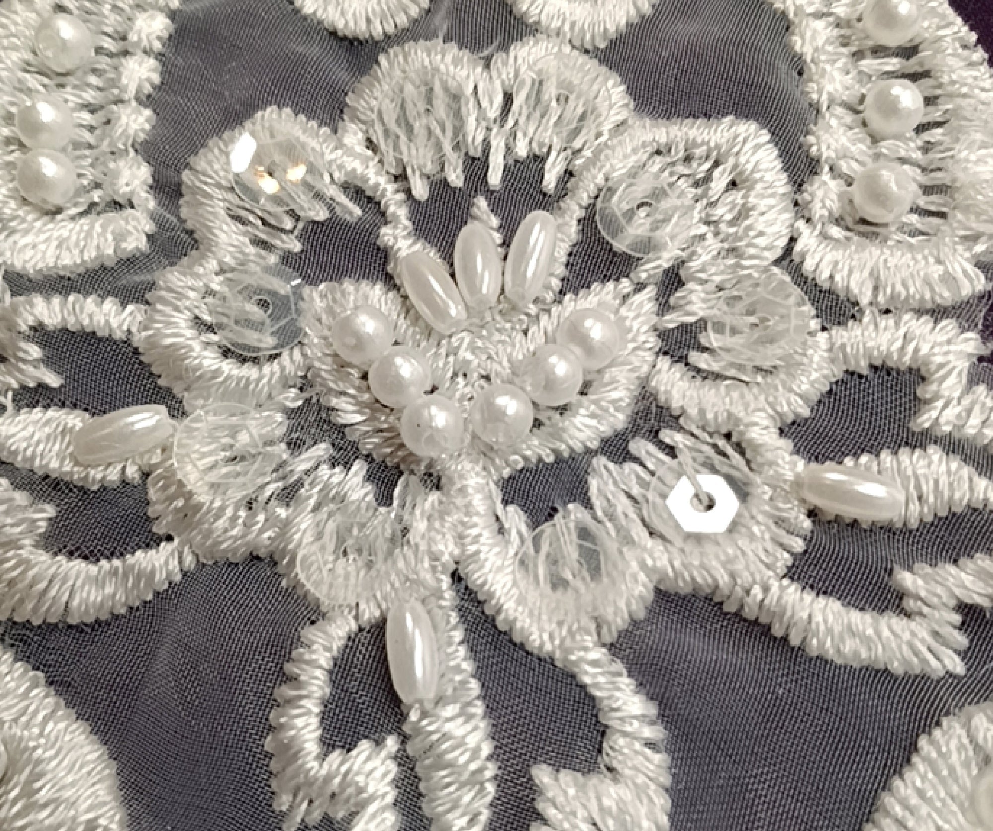 Beaded Lace Medallion Applique for Bridal Veils and Wedding Gowns | Lace USA - KZ-05