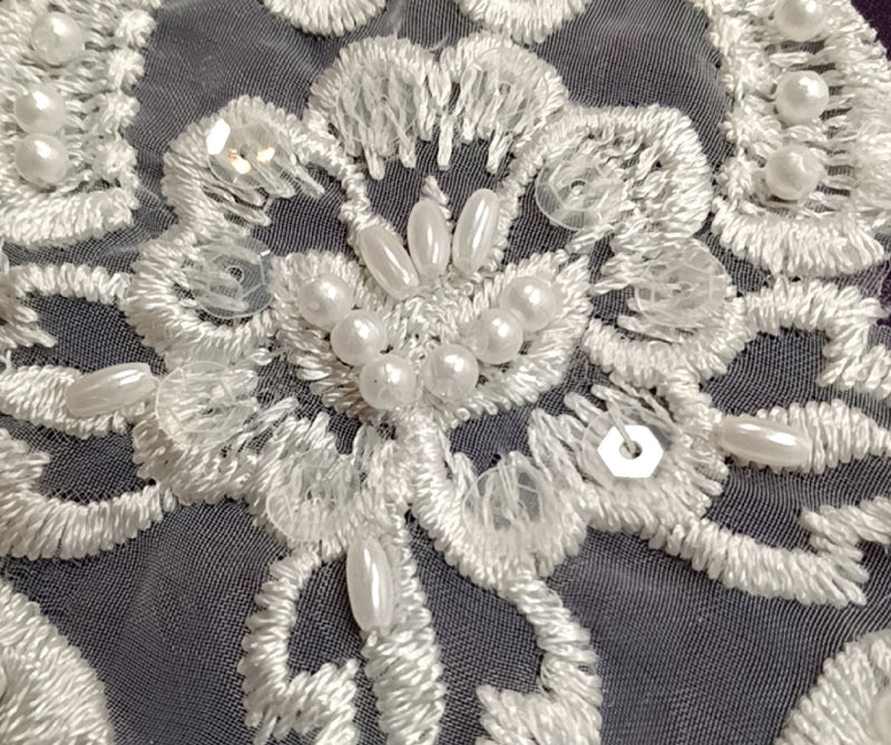 Beaded Lace Medallion Applique for Bridal Veils and Wedding Gowns | Lace USA - KZ-05