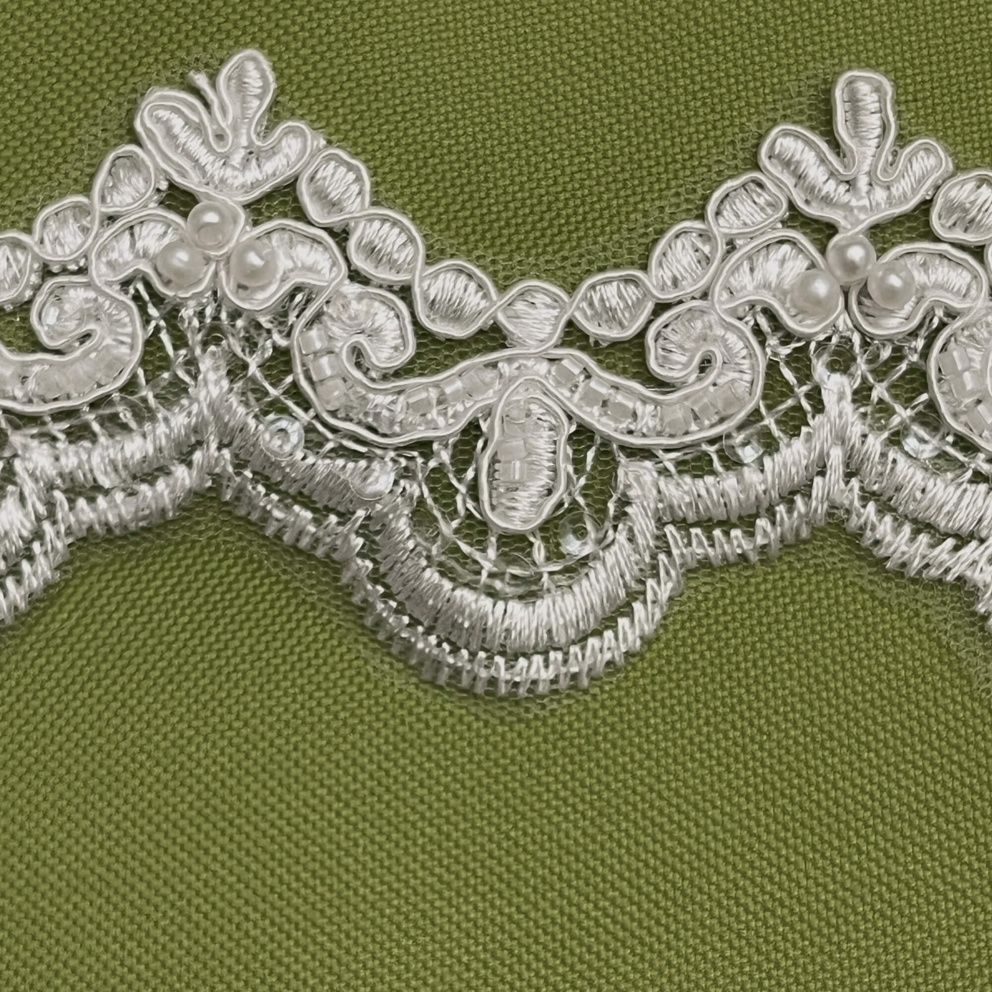 Beaded & Corded Lace Trimming Embroidered on 100% Polyester  Net Mesh | Lace USA - 95142N-BP