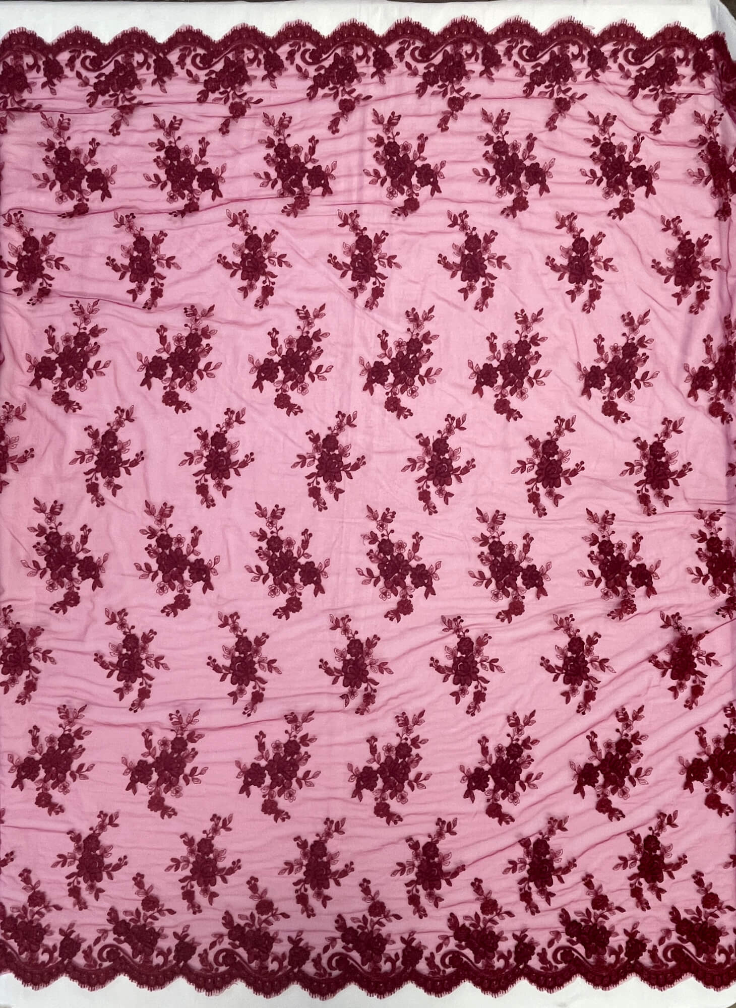 Corded Bridal Lace Fabric Embroidered on 100% Polyester Net Mesh | Lace USA - 96517W