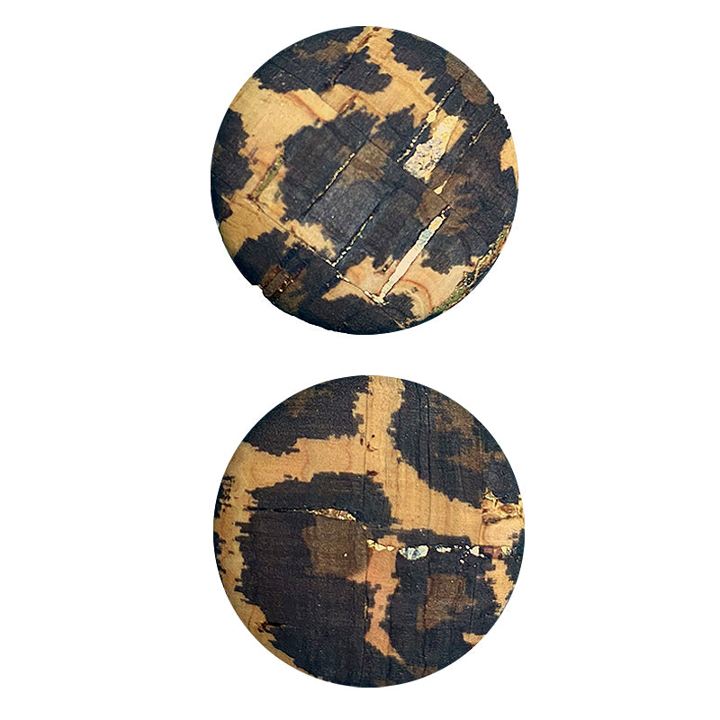 Cork Button (Leopard Print) -  1 Inch Small - BCB-1015S (2pcs x 3 Cards Per Order)