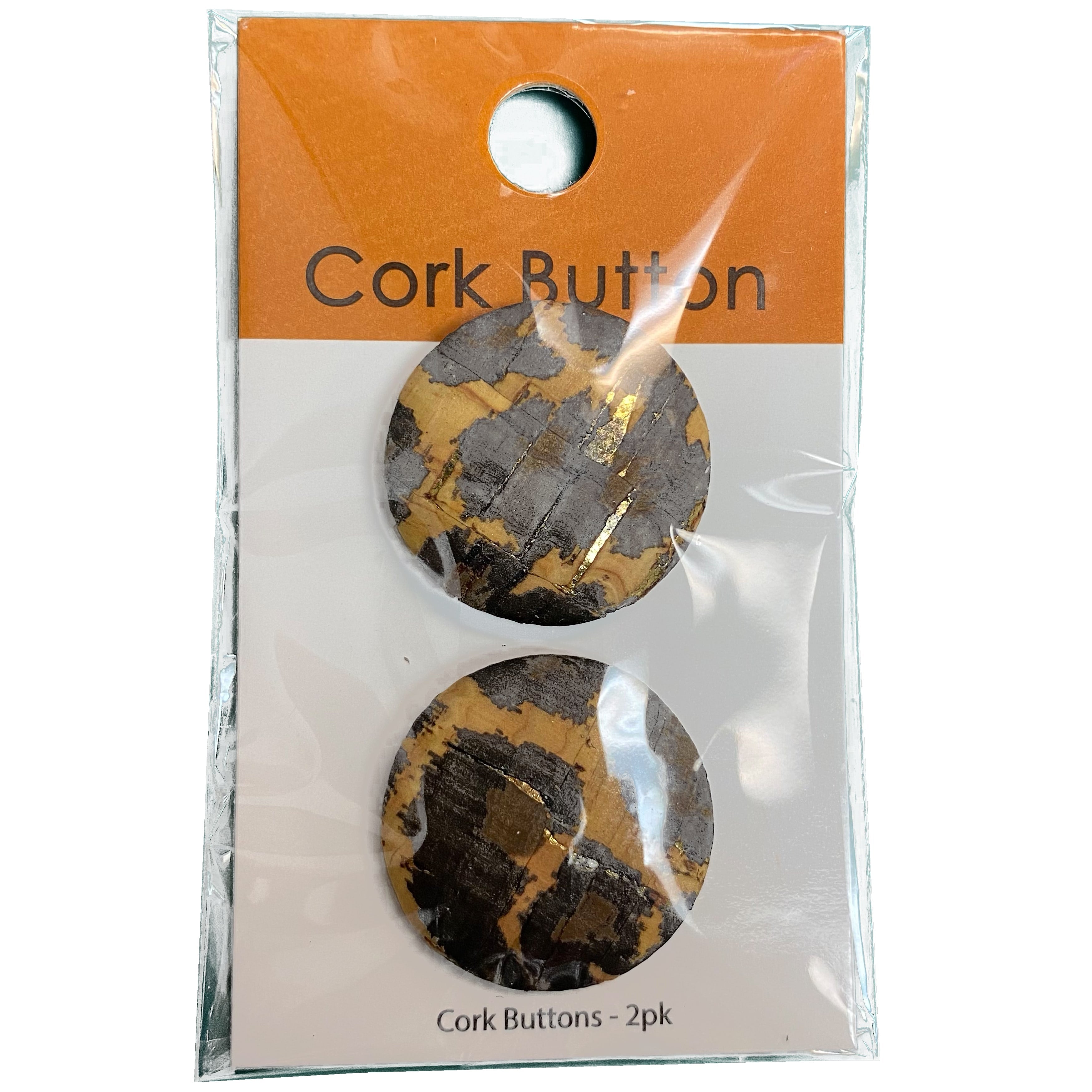 Cork Button (Leopard Print) -  1 Inch Small - BCB-1015S (2pcs x 3 Cards Per Order)
