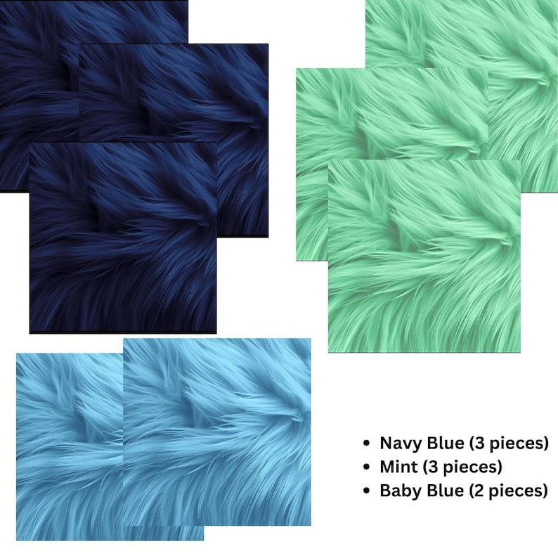 Faux Fur craft patches 10X10 Inch Shaggy DIY Patches 8 Pack