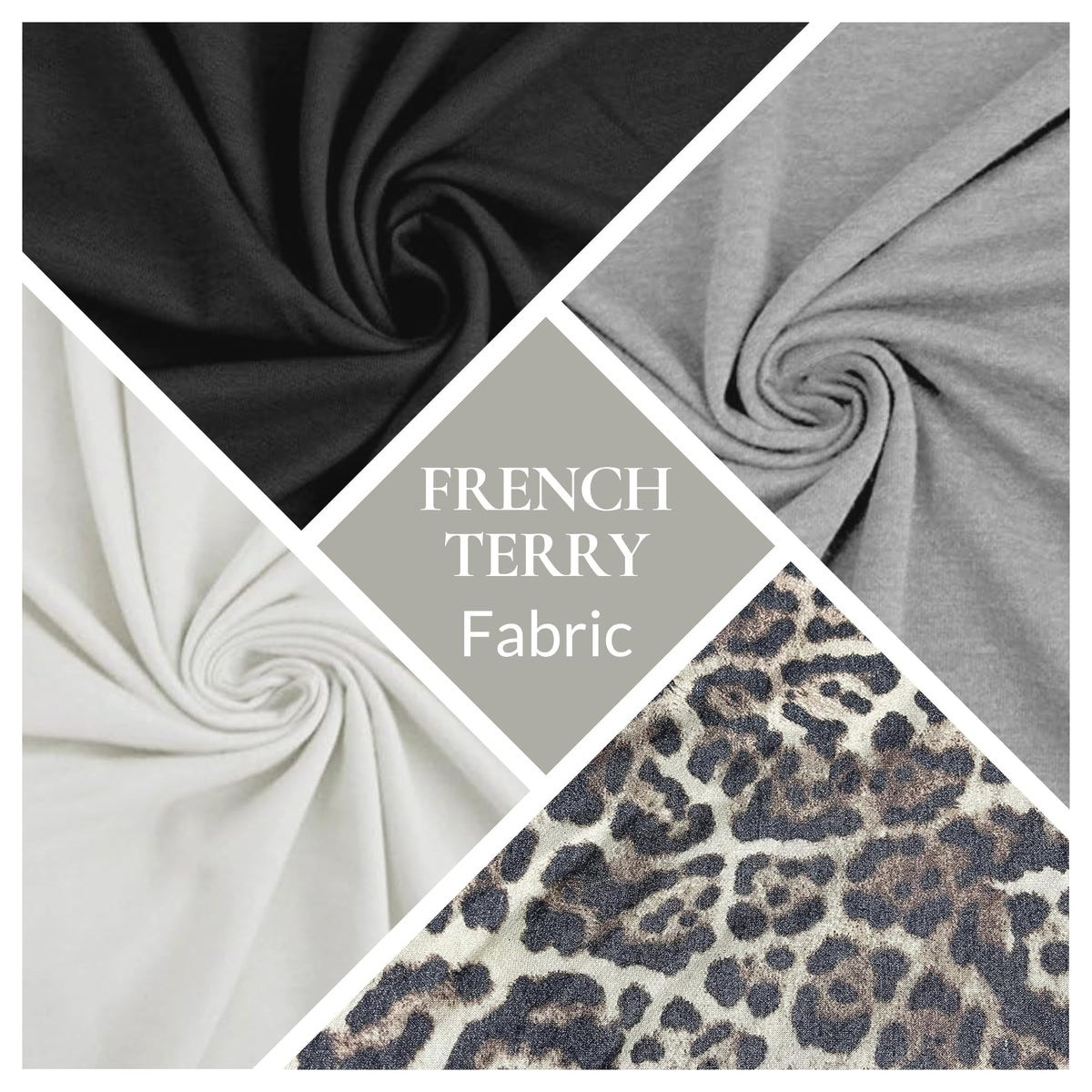 Cotton Spandex French Terry Fabric – 2-Way Stretch, 10.5 oz, 58/60" Wide by the Yard