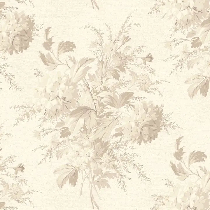 Cream Bouquet Cotton Wideback Fabric per yard