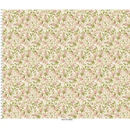 Cream Traveling Phlox Cotton 43"/44" Fabric Per Yard