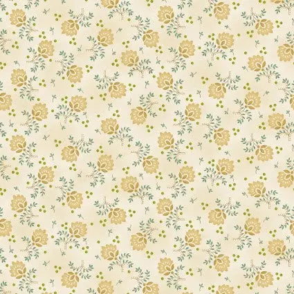 Cream Wheat Delicate Floral Cotton Wideback Fabric per yard