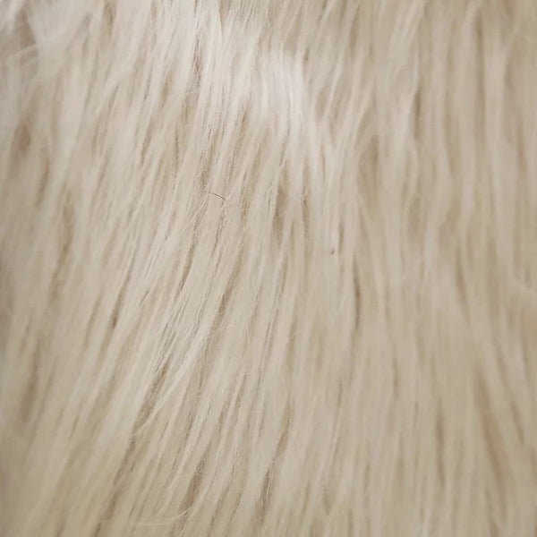 Cream Beige Shaggy Long Pile Faux Fur Fabric (4")