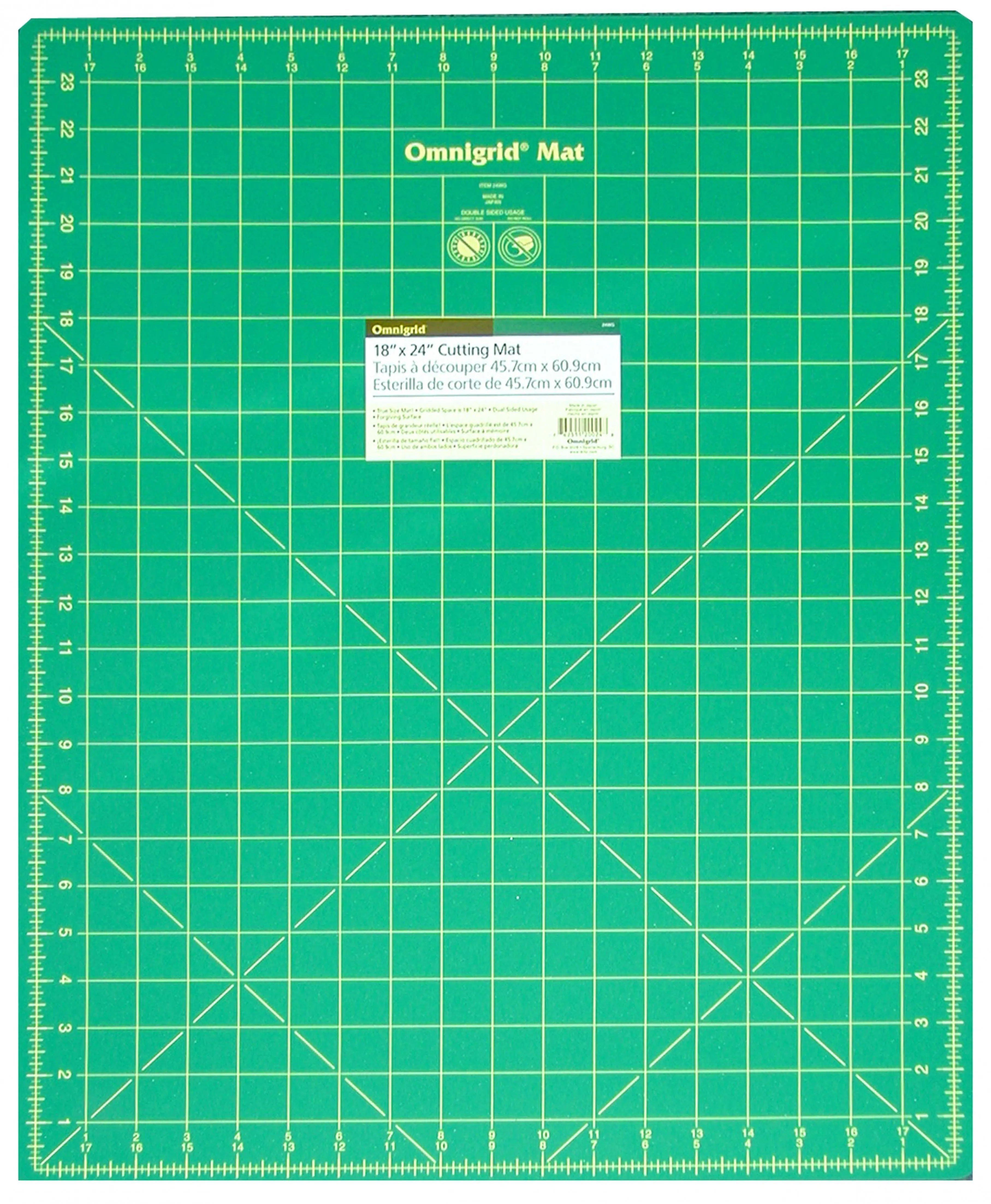 Cutting Mat Omnigrid Green with Yellow Grid 18in x 24in