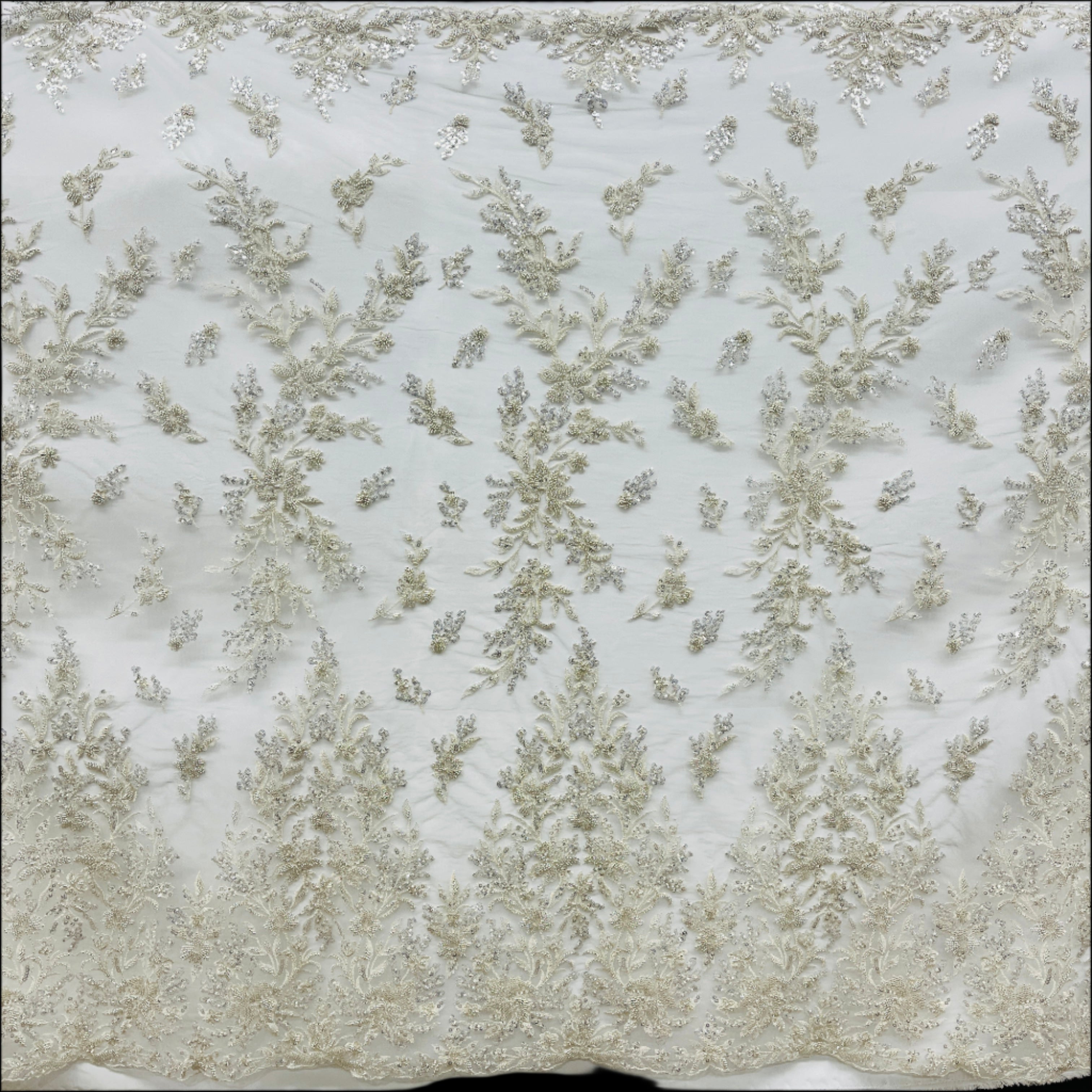 Beaded Lace Fabric Embroidered on 100% Polyester Net Mesh | Lace USA - GD-5926
