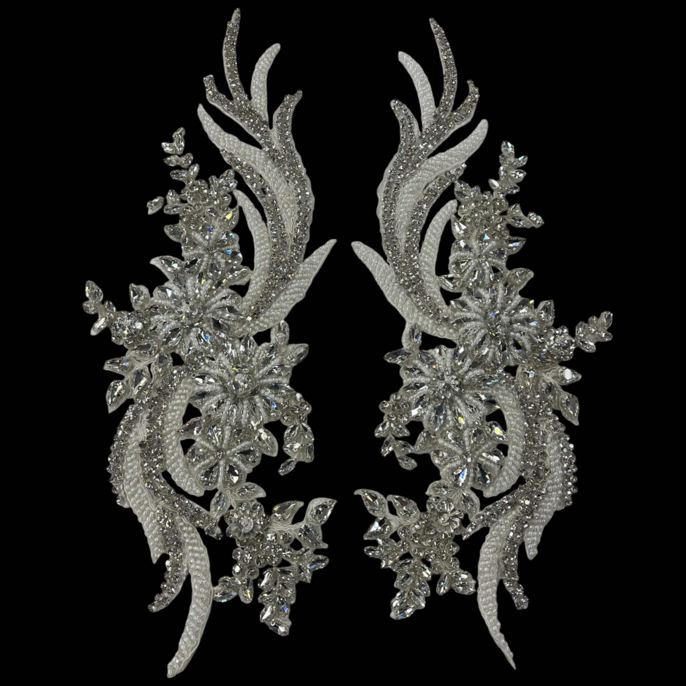 Crystal Rhinestone Applique Embroidered on 100% Polyester | Spandex Palace