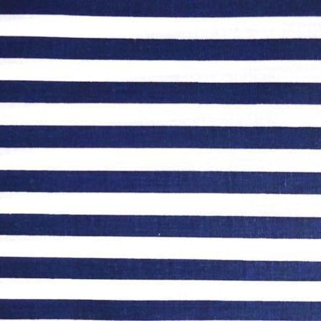 Navy White Half Inch Stripe Poly Cotton Fabric