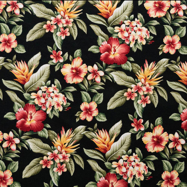 Plumeria Hibiscus Banana Leaf Fabric | Upholstery  | Spandex Palace