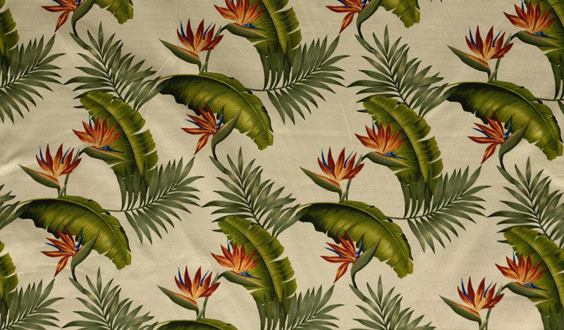 Birds of Paradise Palm Banana Leaf Fabric | Upholstery