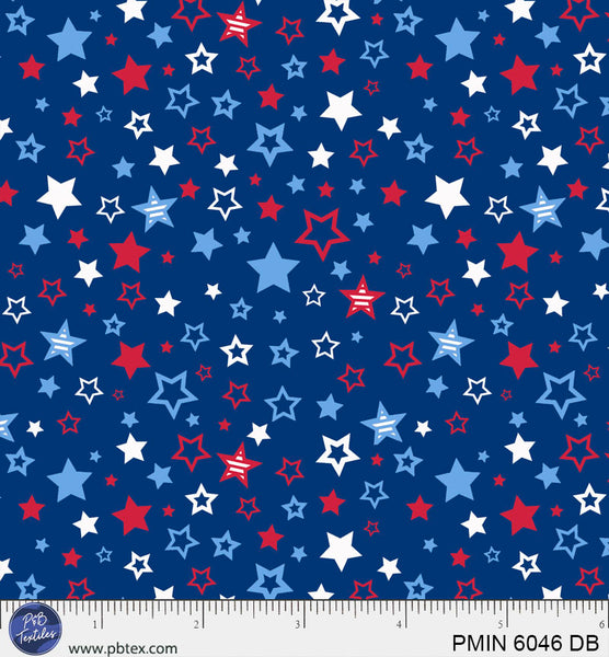 Dark Blue Patriotic Minis PMIN-6046-DB Cotton 44”/45” Fabric Per Yard