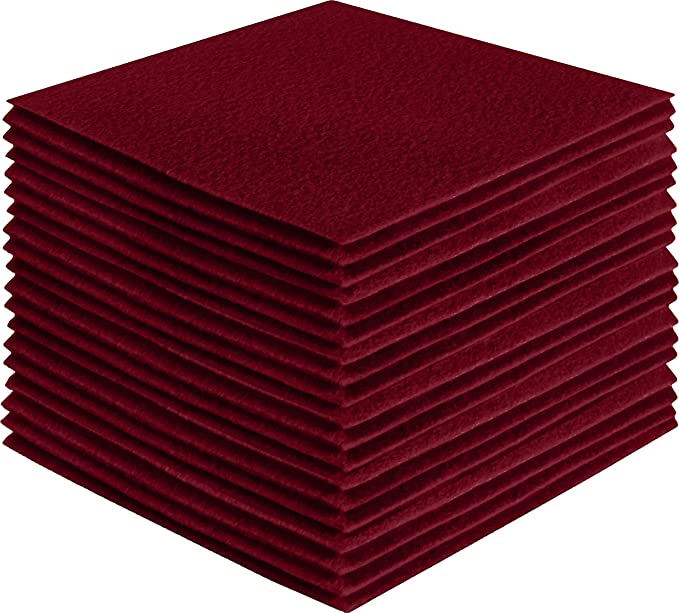 FabricLA Acrylic Felt Craft Sheet Packs – Dark Red | Soft 100% Acrylic Felt Sheets for DIY & Crafts