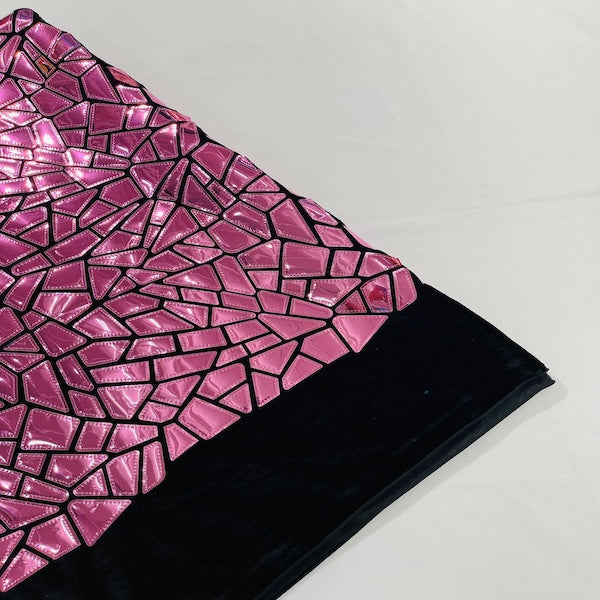 Shattered Glassed Metallic Foil Stretch Velvet Fabric