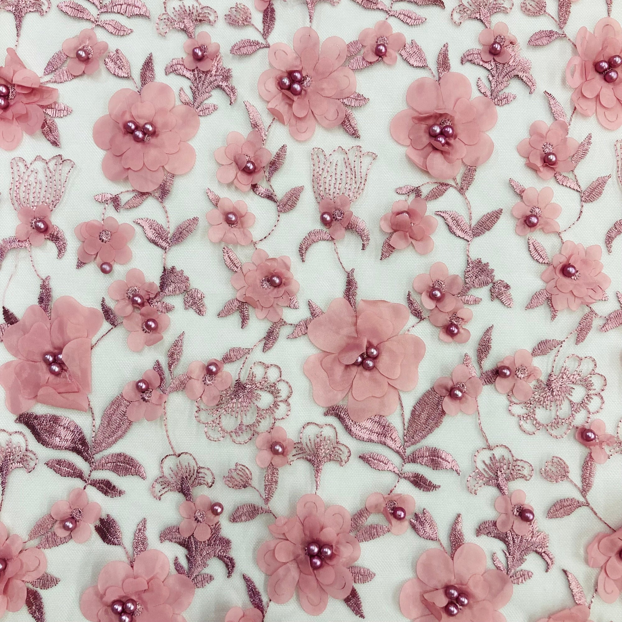 Beaded 3D Floral Lace Fabric – For Bridal, Quinceañera & Dance Dresses | Lace USA - GD-241