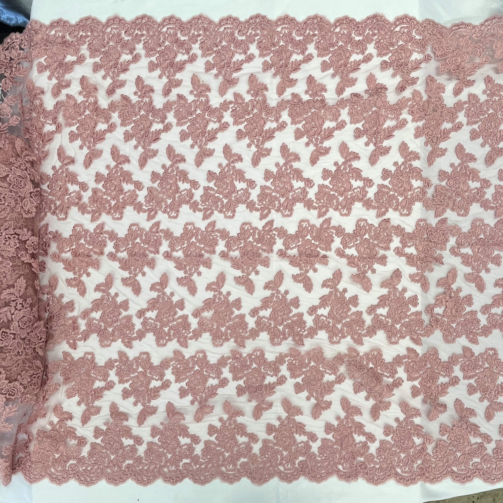 Corded Bridal Lace Fabric Embroidered on 100% Polyester Net Mesh | Lace USA - 95409W