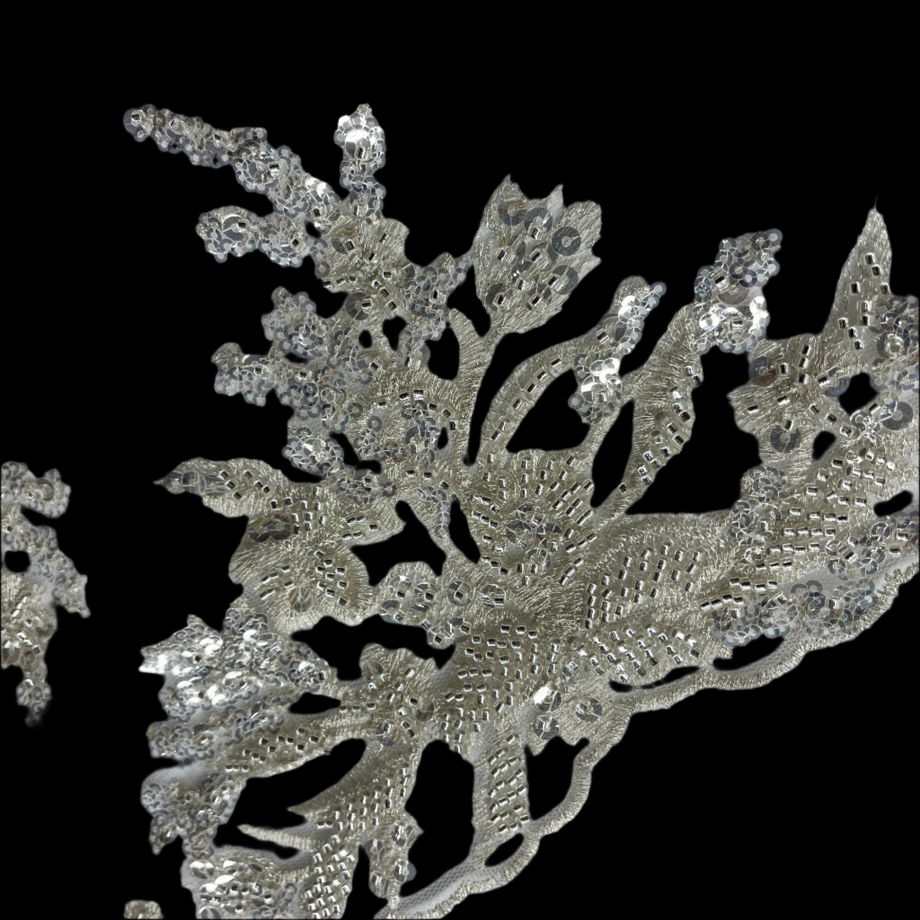 Beaded Lace Fabric Embroidered on 100% Polyester Net Mesh | Spandex Palace