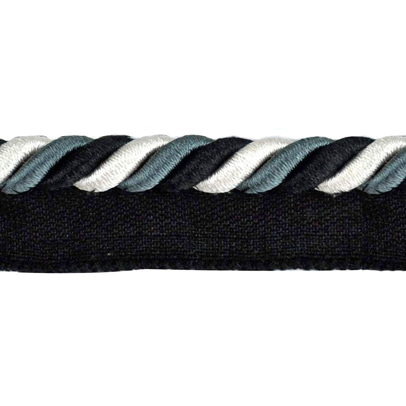 Elegance Collection - 3/8" CORD WITH LIP (50 Yard Roll) - BC-1023-02/49 Black and Gunmetal