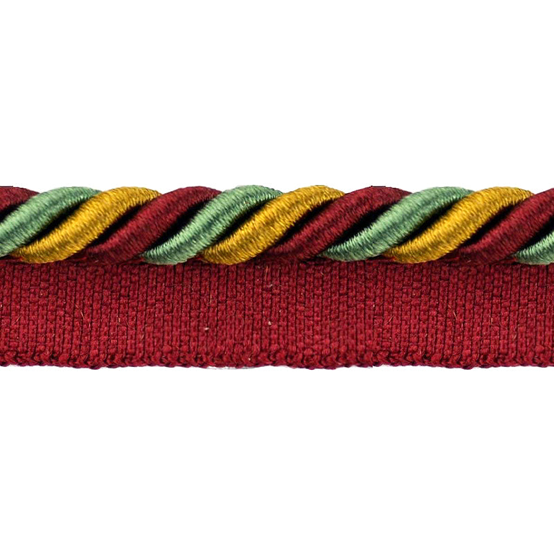 Elegance Collection - 3/8" CORD WITH LIP (50 Yard Roll) - BC-1023-17/14 Wine Red and Gold