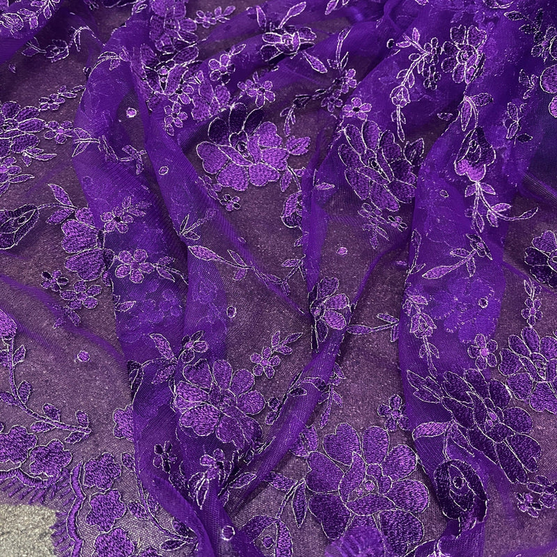 Lace Fabric Embroidered on 100% Polyester Net Mesh | Lace USA - 40861W