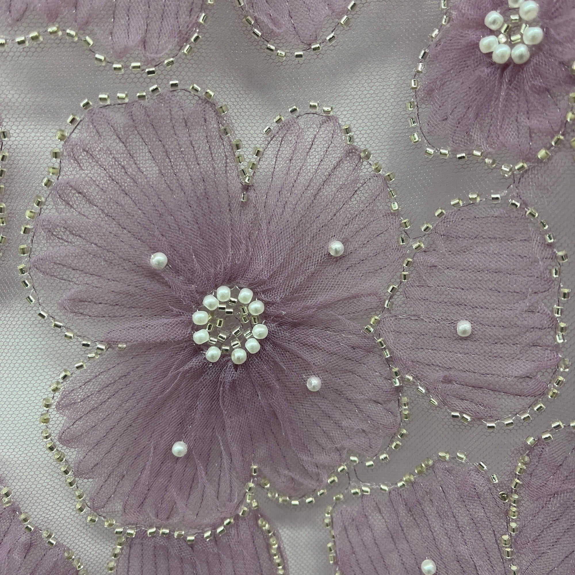 Beaded 3D Floral Lace Fabric for Bridal, Quinceañera & Dance Dresses | Lace USA - GD-216