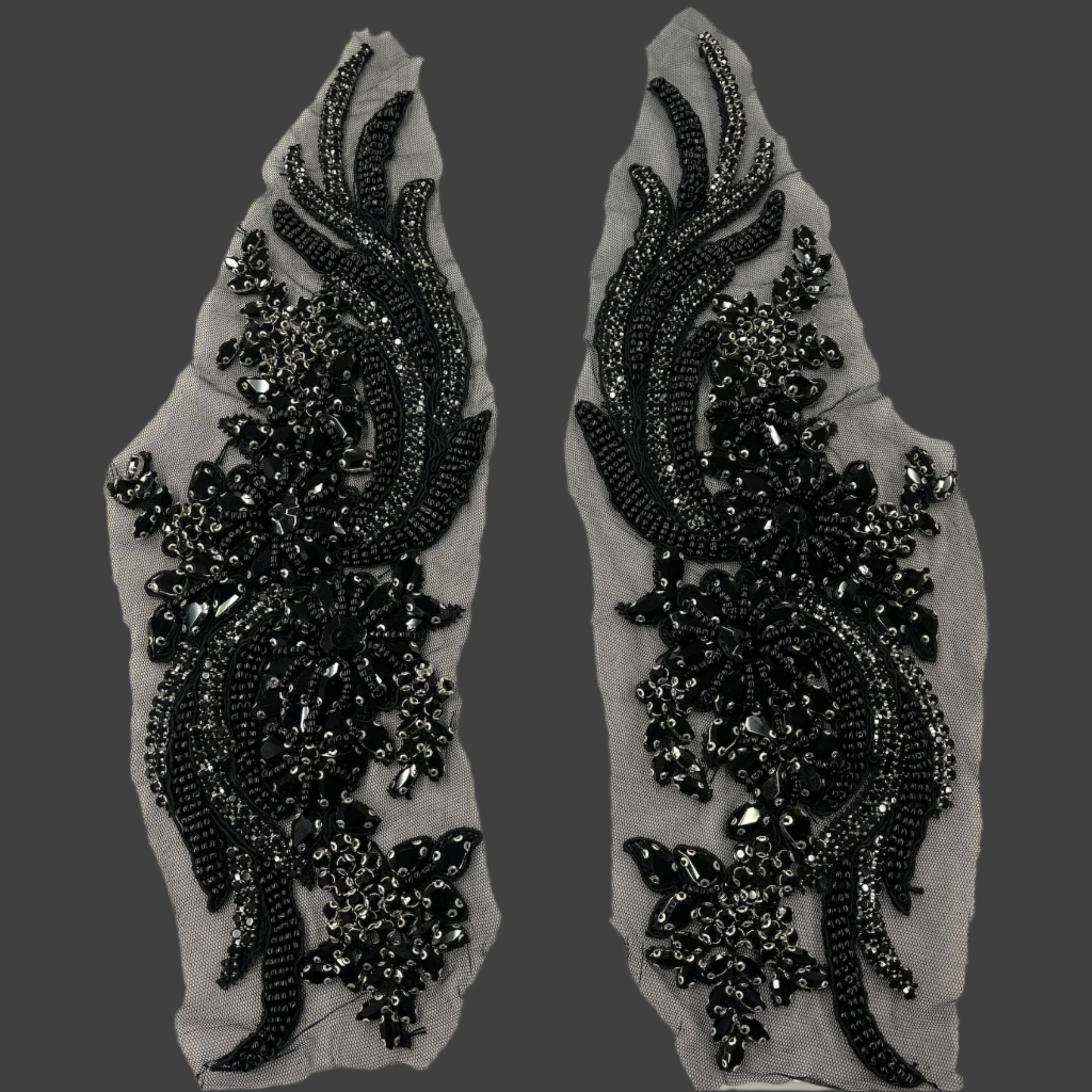 Crystal Rhinestone Applique Embroidered on 100% Polyester 