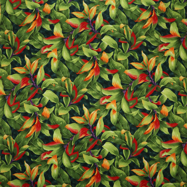 Colored Leaves Fabric  | Cotton Light-Bark Cloth