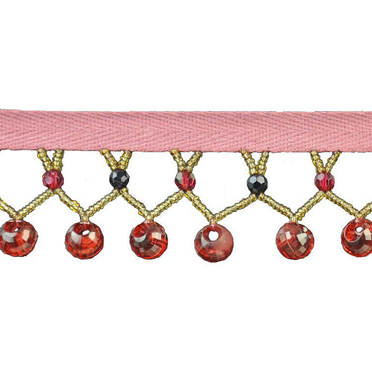 Fantasia Collection - 1 3/4" width BEADED FRINGE (10 Yard Roll) - BB-921-17/10 Wine Red and Gold