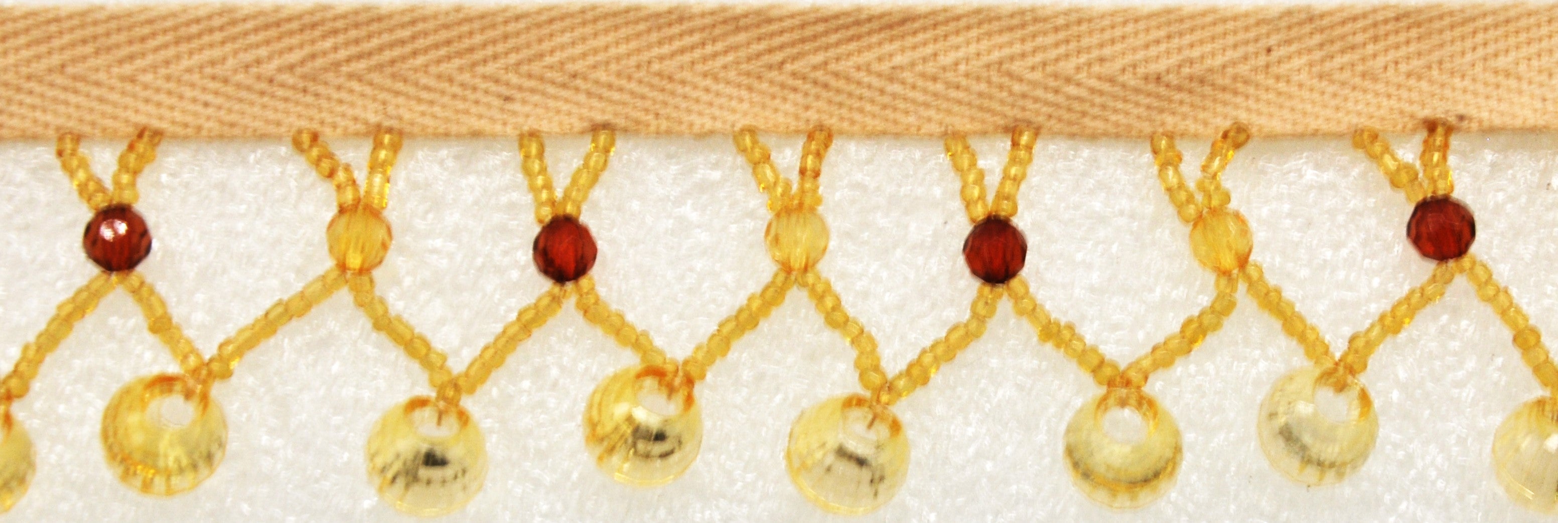 Fantasia Collection - 1 3/4" width BEADED FRINGE (10 Yard Roll) - BB-921-30/10 Yellow and Red