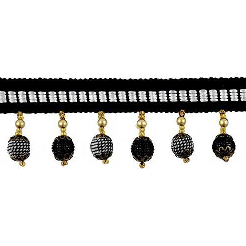 Fantasia Collection - 1" width BEADED FRINGE (15 Yard Roll) - BB-9907-02 Black
