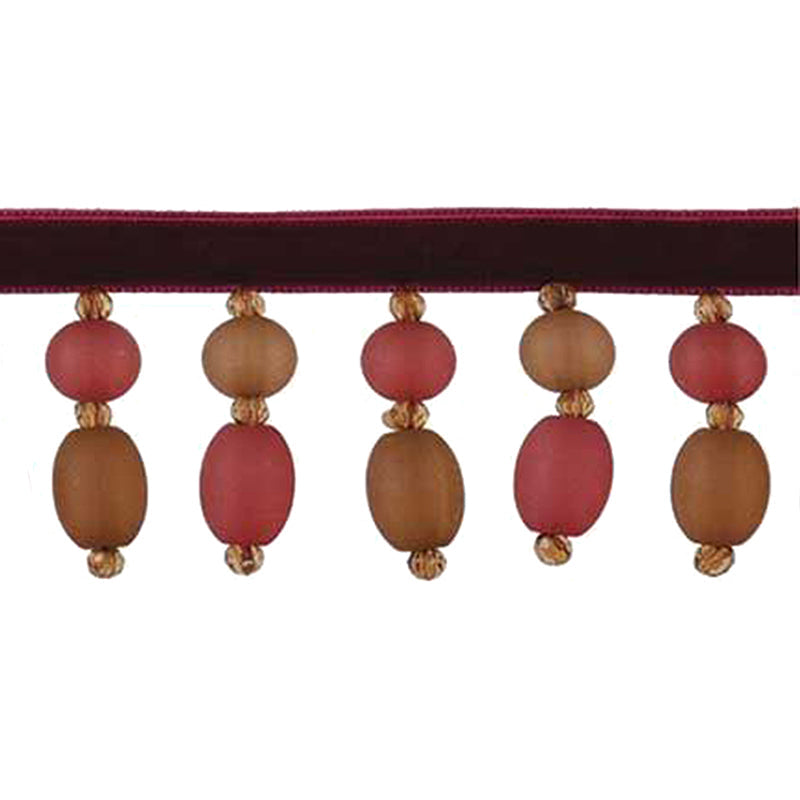Fantasia Collection - 2" width BEADED FRINGE (15 Yard Roll) - BB-9903-22/06 Red and Brown