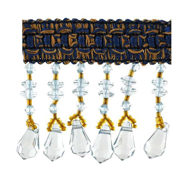 Fascination Collection - 2 1/2" width BEADED FRINGE (15 Yard Roll) - BB-926-04/10 Royal Blue and Gold