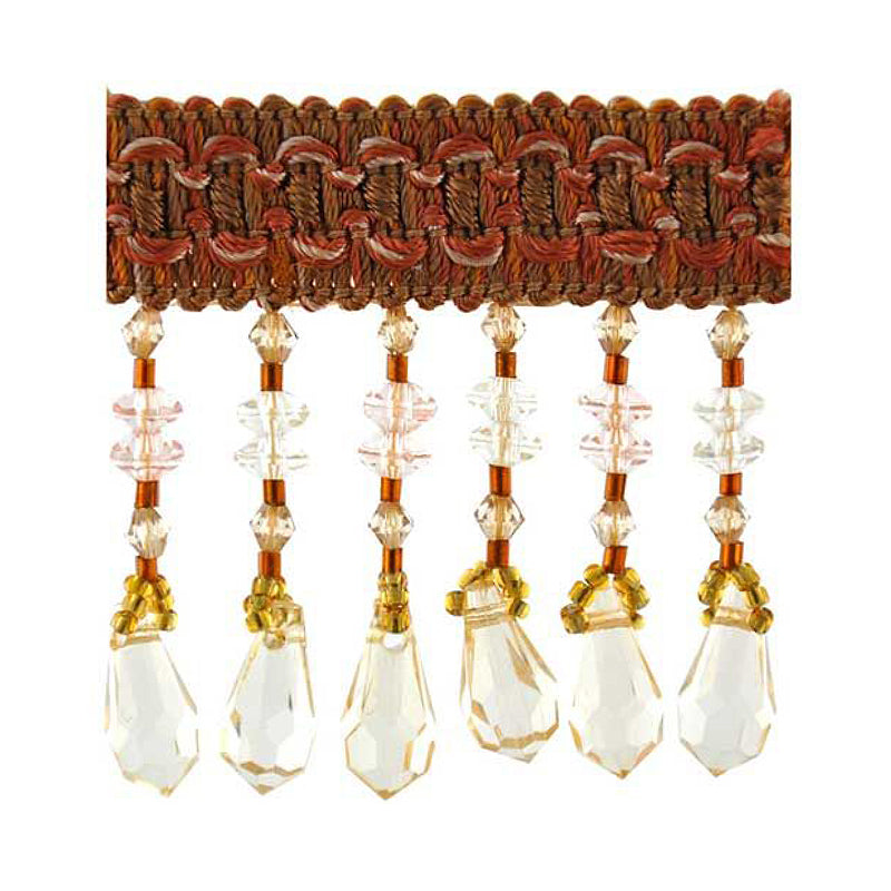 Fascination Collection - 2 1/2" width BEADED FRINGE (15 Yard Roll) - BB-926-36/81 Olive Green and Copper