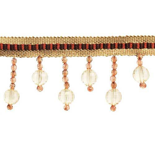 Fascination Collection - 2 1/2" width BEADED FRINGE (15 Yard Roll) - BB-928-06/18 Brown and Rust