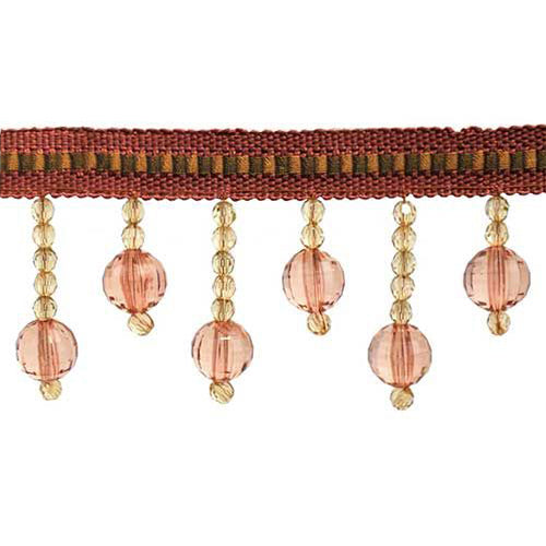 Fascination Collection - 2 1/2" width BEADED FRINGE (15 Yard Roll) - BB-928-81/17 Red Wine and Copper