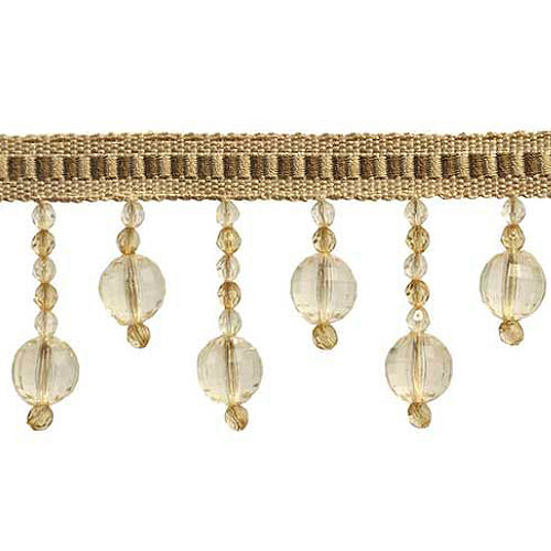 Fascination Collection - 2 1/2" width BEADED FRINGE (15 Yard Roll) - BB-928-82/24 Taupe and Ivory