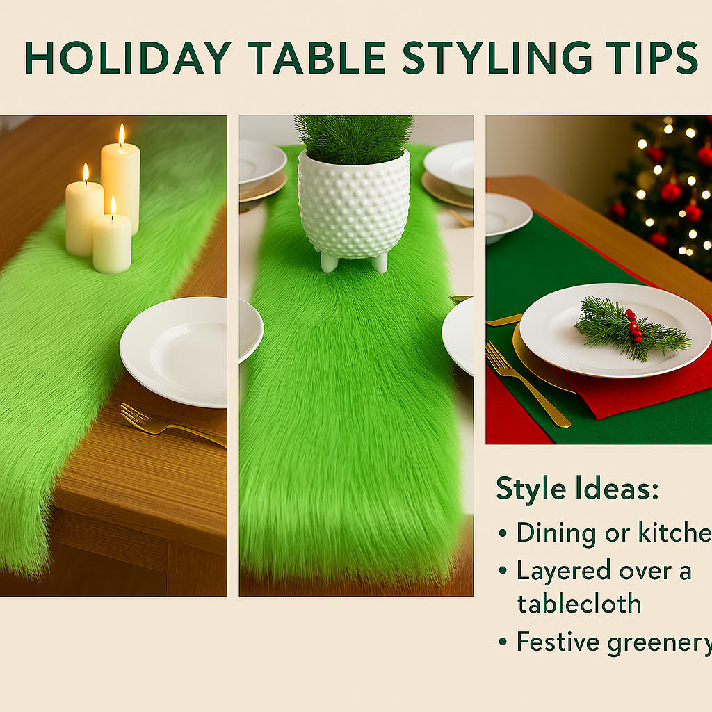 Faux Fur Table Runners – Elegant Decor for Every Occasion - Olive