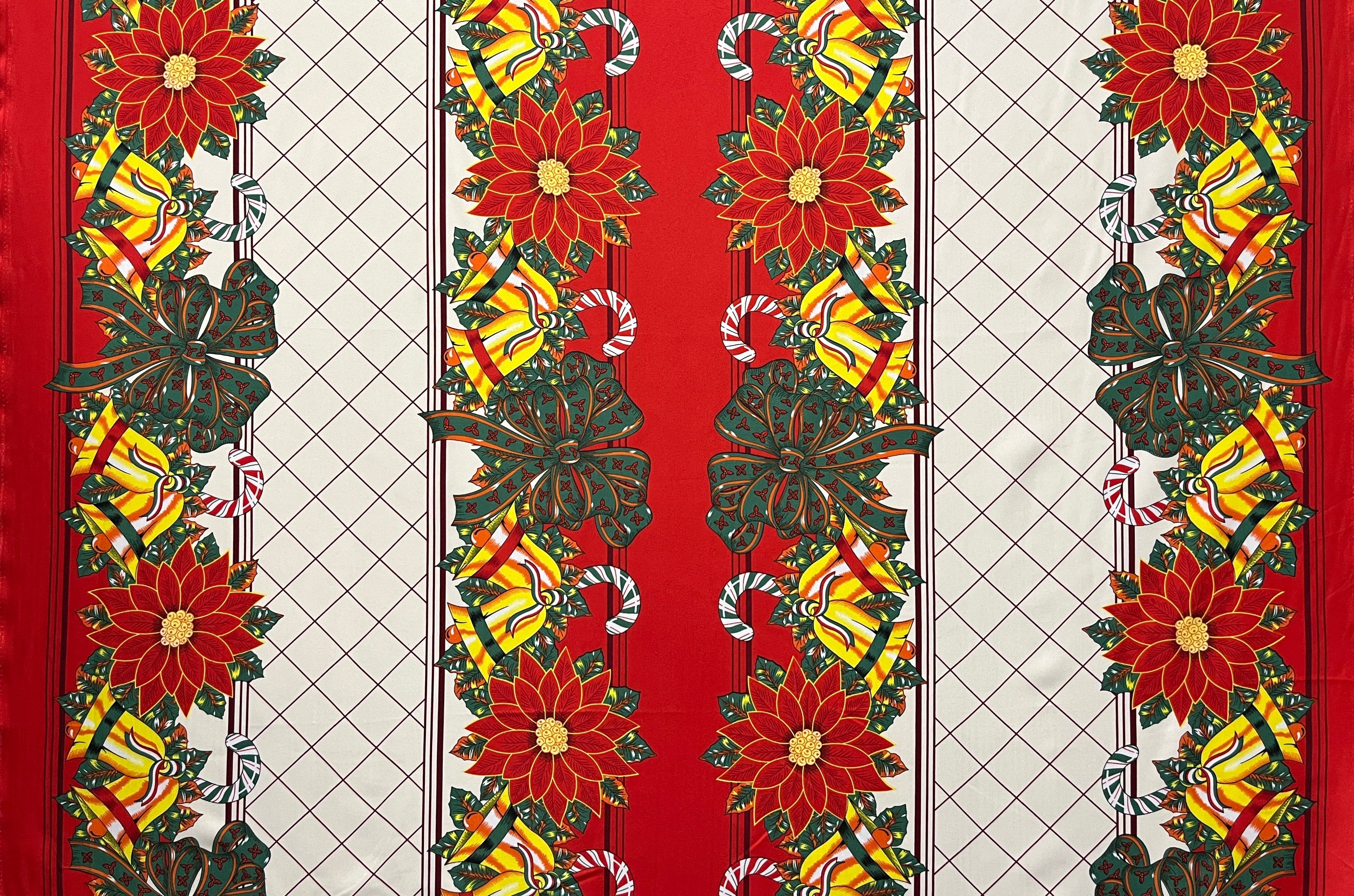 Festive Bells & Poinsettias Polyester Fabric | Islands Fabric