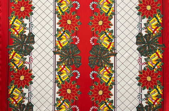 Festive Bells & Poinsettias Polyester Fabric | Islands Fabric