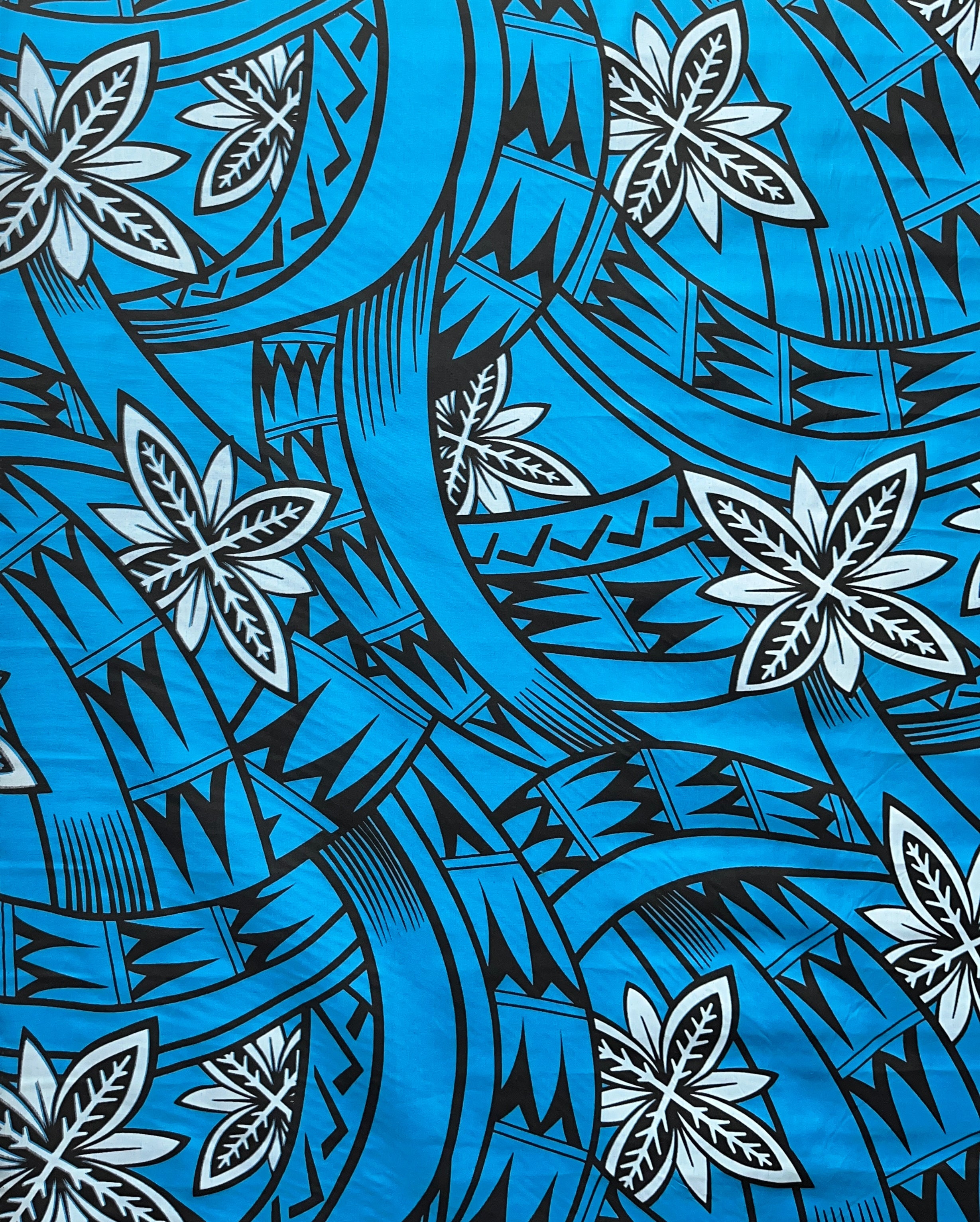 Floral Traditional Polynesian Tattoo Background Poly Cotton Fabric | Islands Fabric