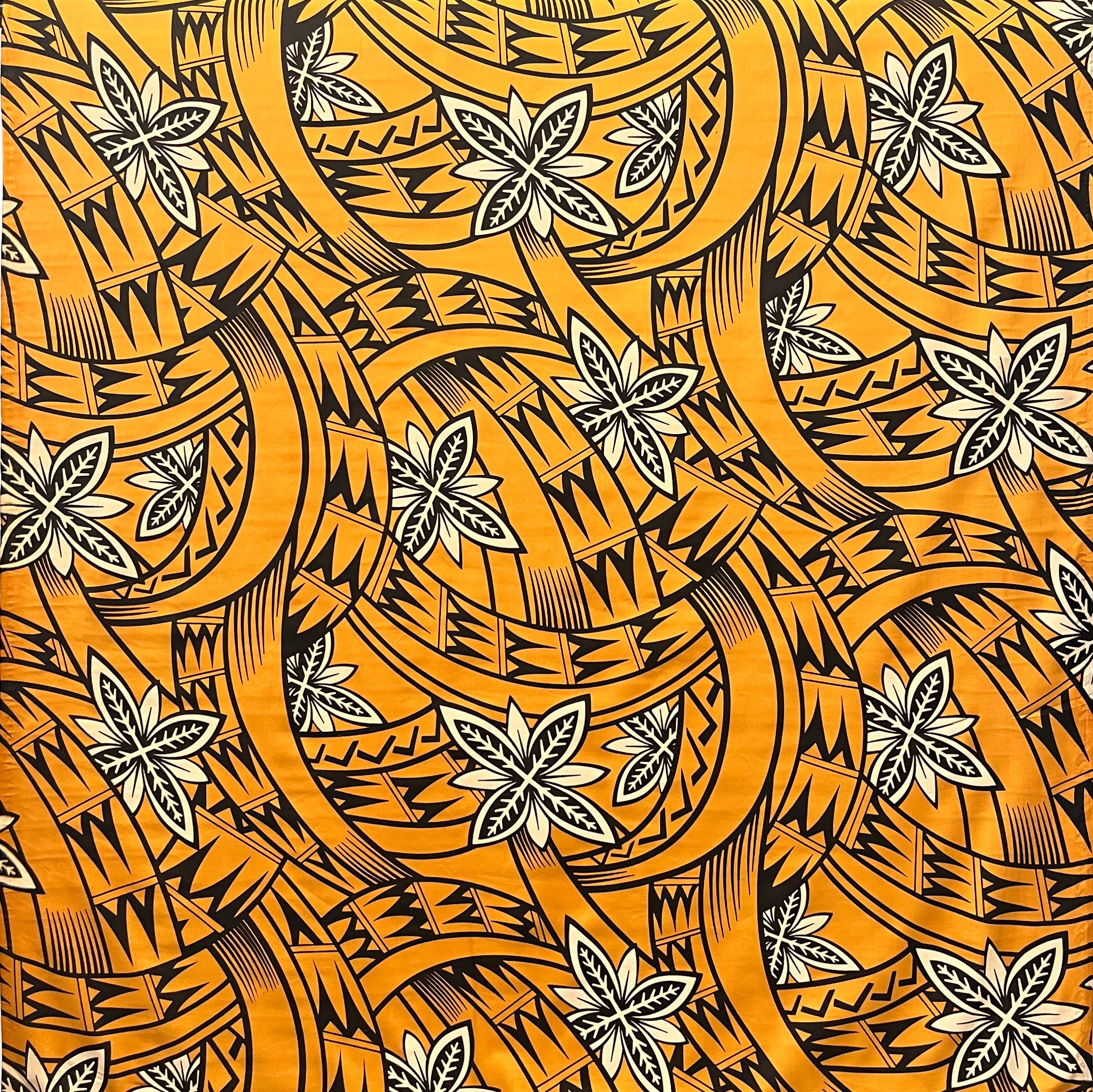 Floral Traditional Polynesian Tattoo Background Poly Cotton Fabric | Islands Fabric