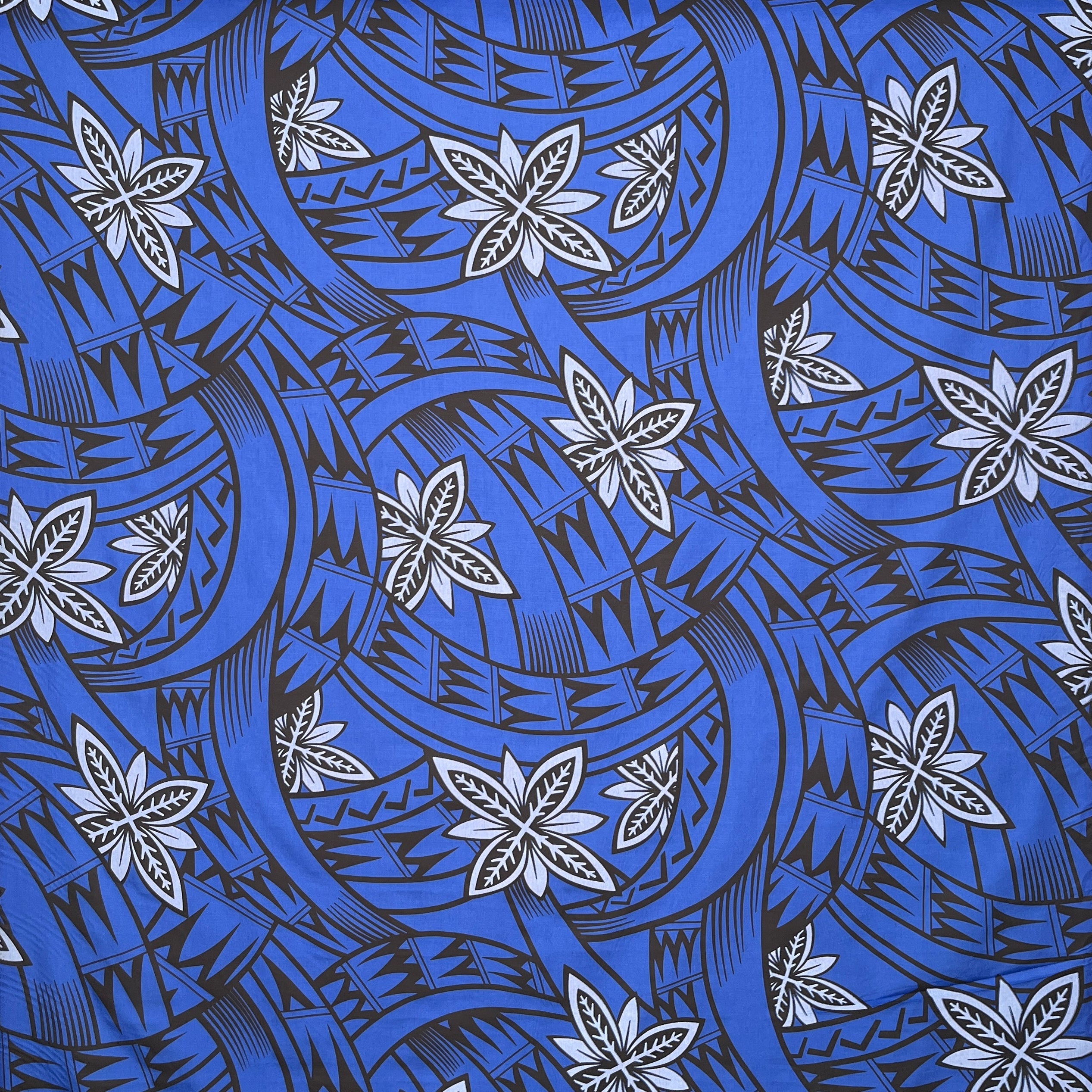 Floral Traditional Polynesian Tattoo Background Poly Cotton Fabric | Islands Fabric