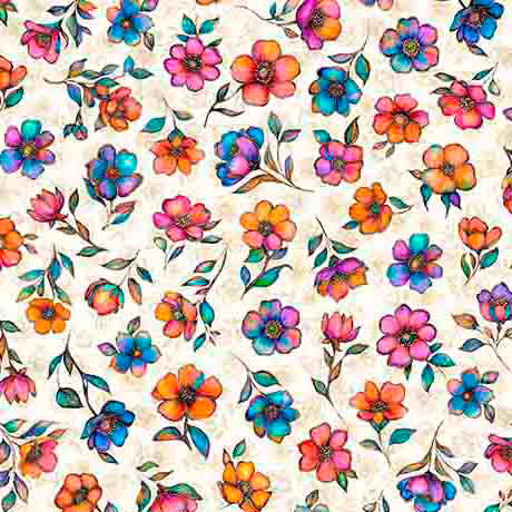 Fluttering Gardens Small Floral Oatmeal Cotton 44"/45" Fabric Per Yard