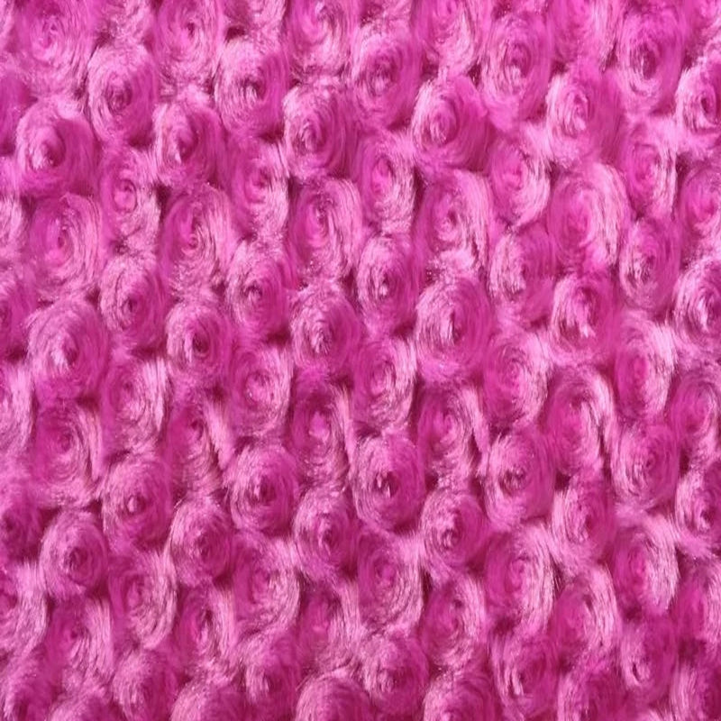 Fuchsia Pink Swirl Rosebud Faux Fur Fabric