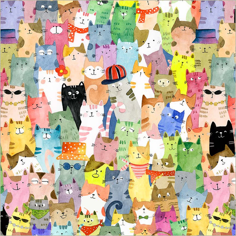 Full of Purrsonality Cats Wideback Cotton Fabric Per Yard