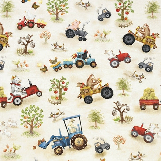 Funny Farm Digital Cuddle Beige 58/60" Fabric Per Yard